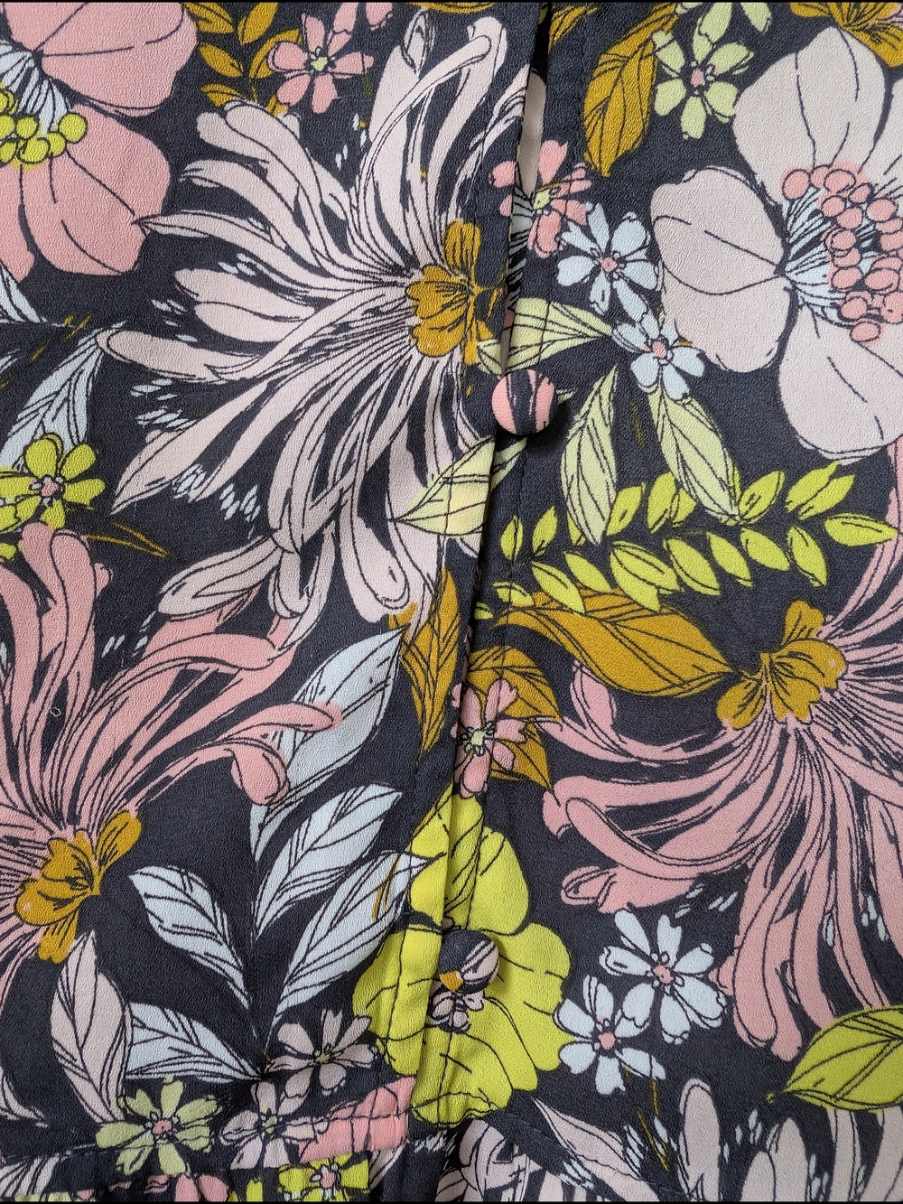 LOFT Floral Ruffle Sleeve Blouse in Black, Pink & Lime - Picture 5 of 12